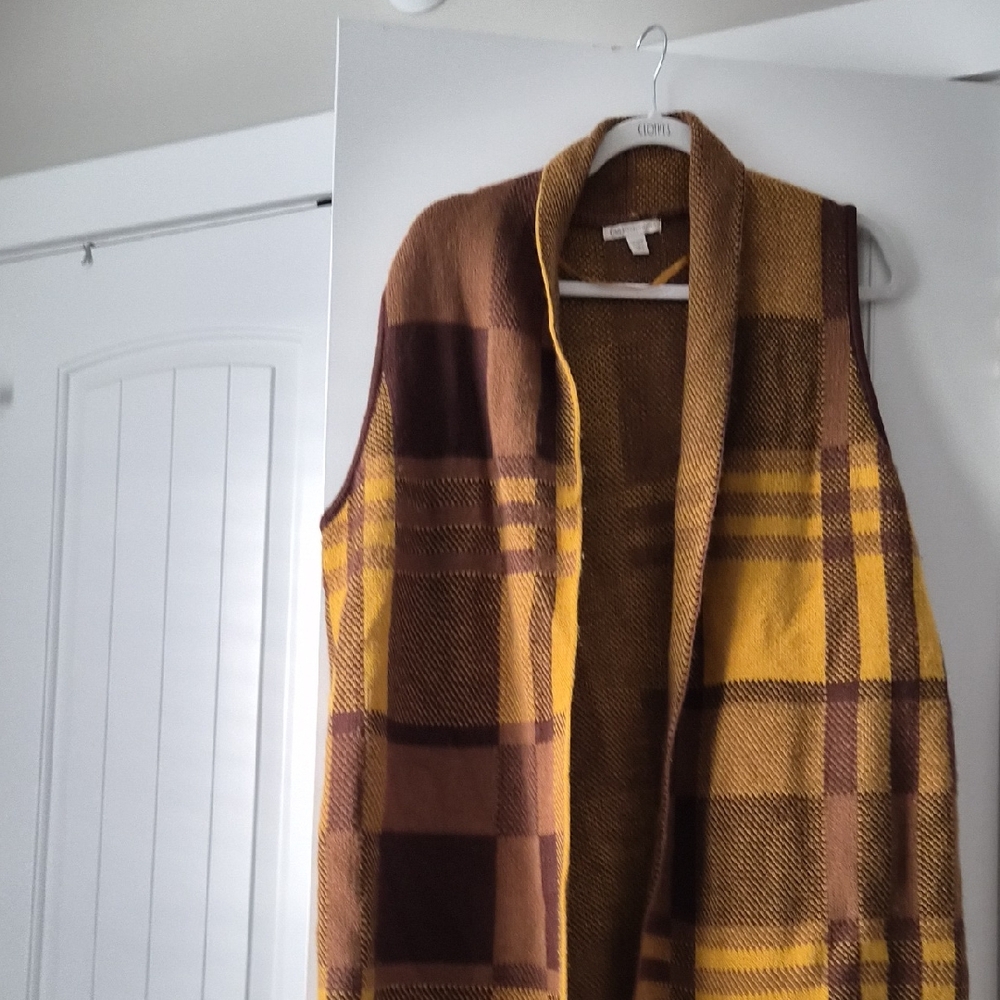 Cato Brown and Yellow Plaid Poncho